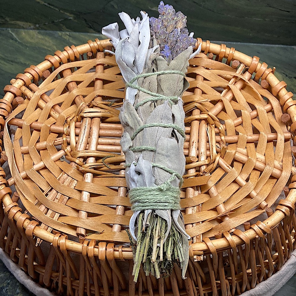 White Sage with Lavender Floral Bouquet Hand Crafted New
